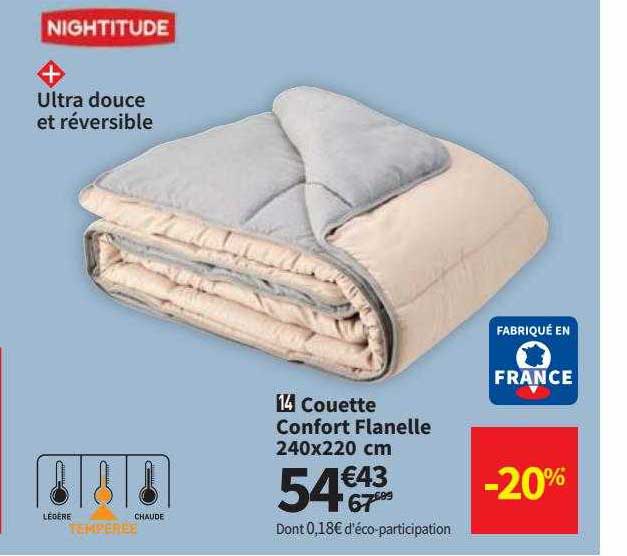 couette confort flanelle 240x220 cm nightitude