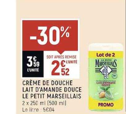 crème de douche lait d'amande douce le petit marseillais