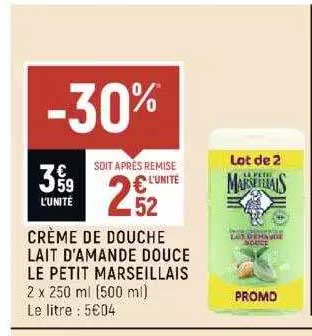 crème de douche lait d'amande douce le petit marseillais