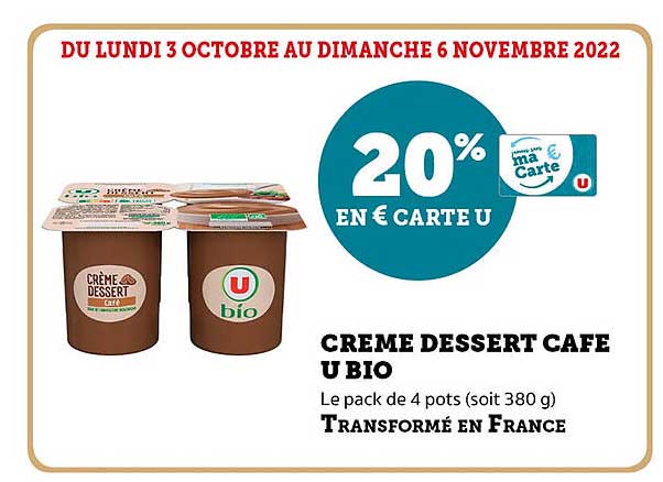 Crème Dessert Café U Bio