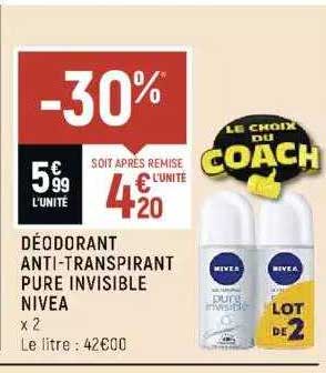 déodorant anti-transpirant pure invisible nivea