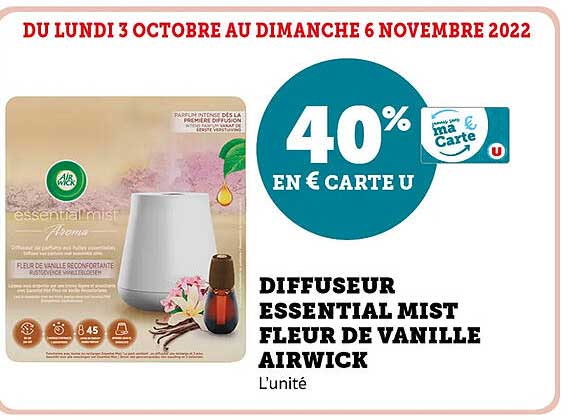 diffuseur essential mist fleur de vanille air wick