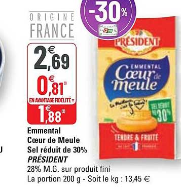emmental coeur de meule sel réduit de 30% président