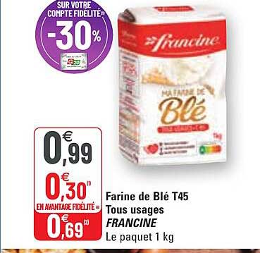 farine de blé t45 tous usages francine
