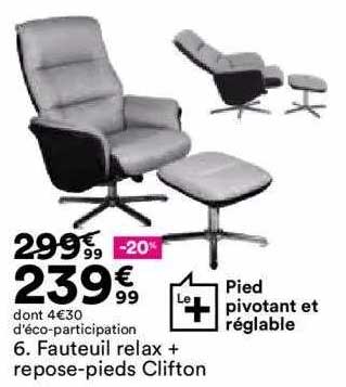 fauteuil relax + repose-pieds clifton