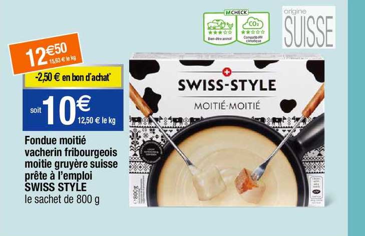 fondue moitié vacherin fribourgeois moitié gruyère suisse prête à l'emploi swiss style