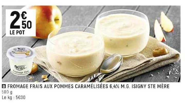 fromage frais aux pommes caramélisées 6,4% m.g. isigny ste mère