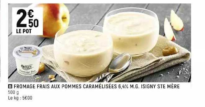 fromage frais aux pommes caramélisées 6,4% m.g. isigny ste mère