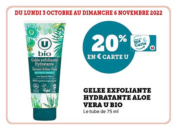 Gelée Exfoliante Hydratante Aloe Vera U Bio