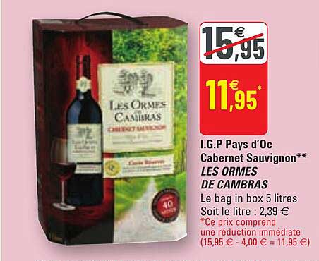 i.g.p. pays d'oc cabernet sauvignon les ormes de cambras