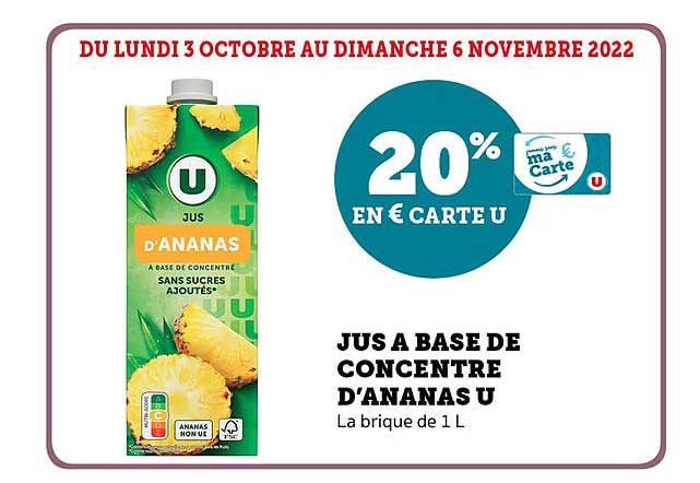 jus à base de concentré d'ananas u