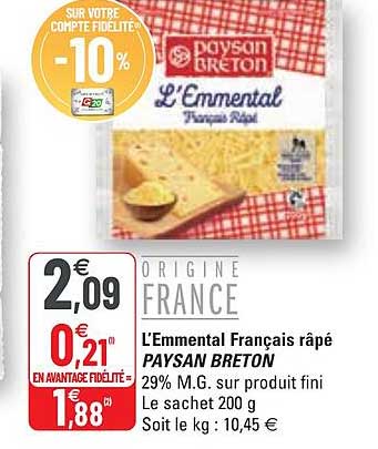 l'emmental français râpé paysan breton