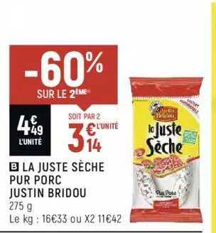 La Juste Sèche Pur Porc Justin Bridou