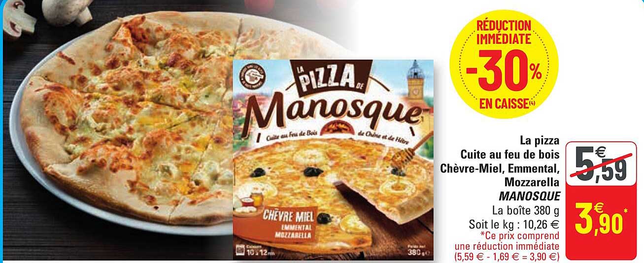 La Pizza Cuite Au Feu De Bois Chèvre-miel, Emmenatl, Mozzarella Manosque