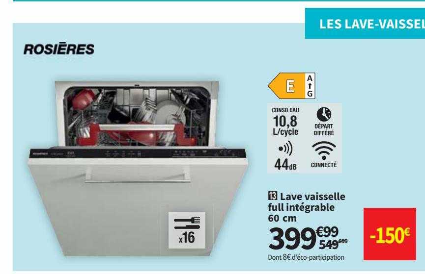 lave vaisselle full intégrable 60 cm rosières