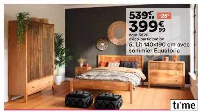 lit 140x190 cm avec sommier equatoria ti'me