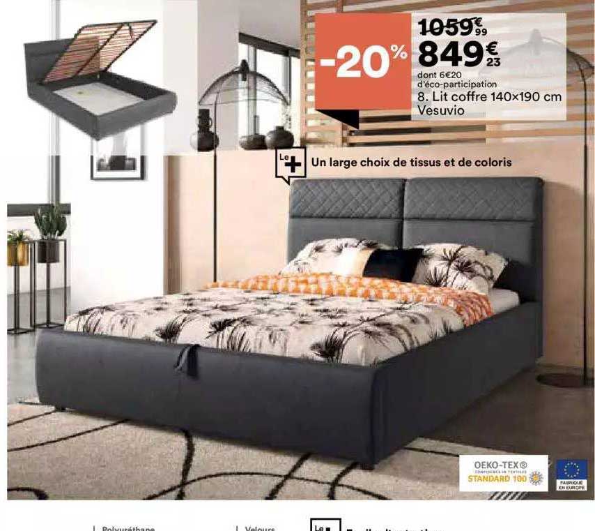 lit coffre 140x190 cm vesuvio