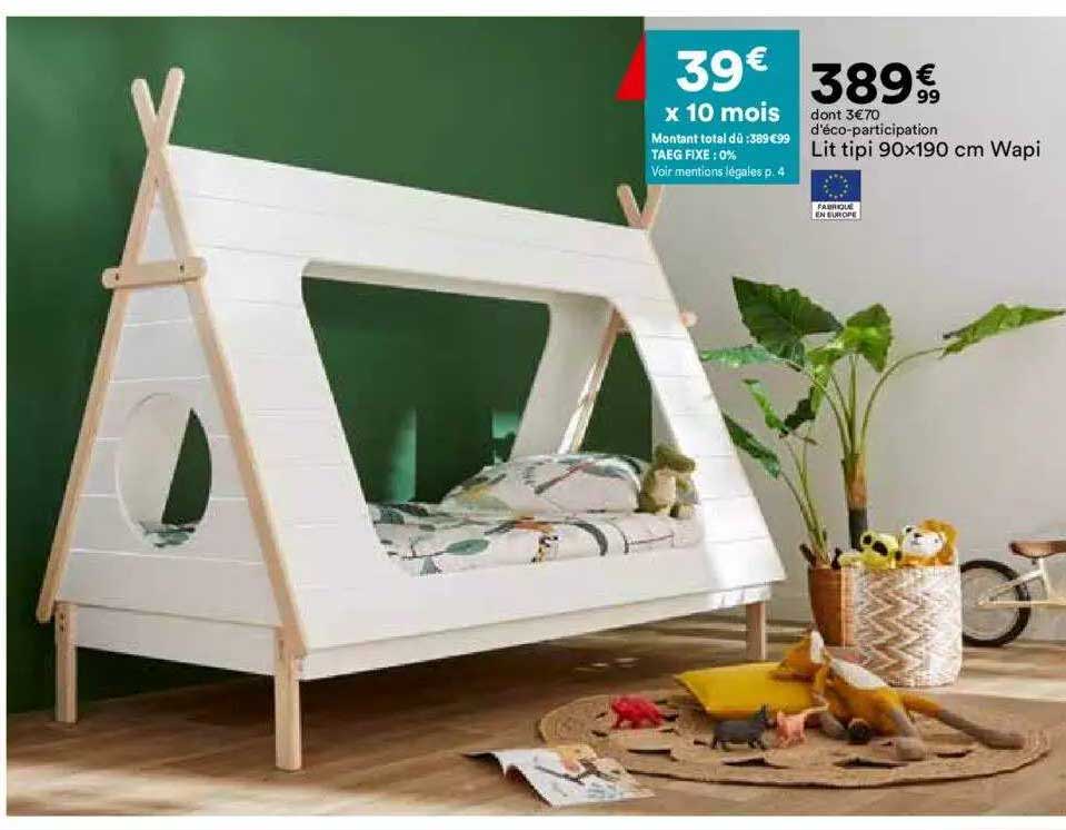 lit tipi 90x190 cm wapi