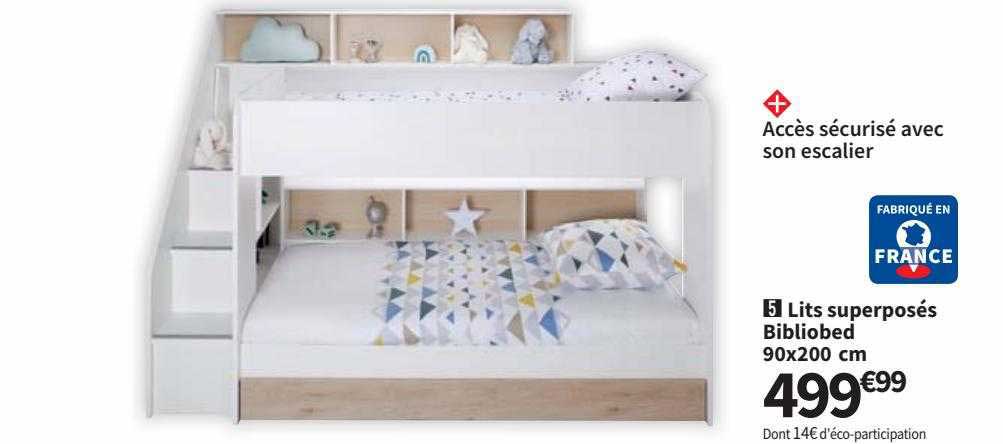 lits superposés bibliobed 90x200 cm