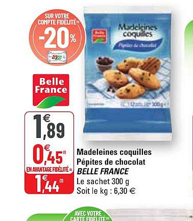 Madeleines Coquilles Pépites De Chocolat Belle France