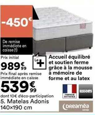 matelas adonis 140x190 cm dreaméa