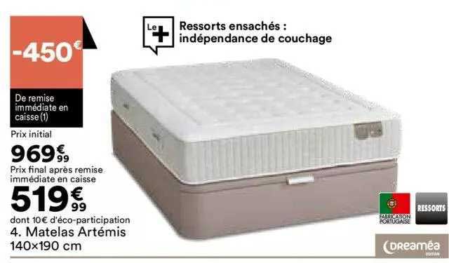 matelas artémis 140x190 cm dreaméa