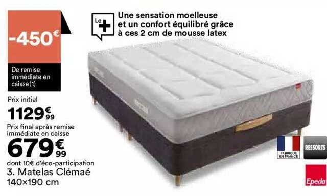 matelas clémaé 140x190 cm epeda
