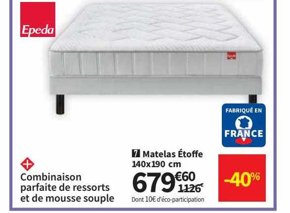 matelas étoffe 140x190 cm