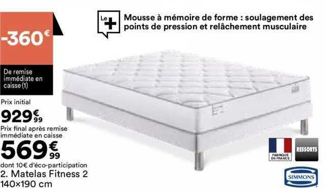 matelas fitness 2 140x190 cm simmons