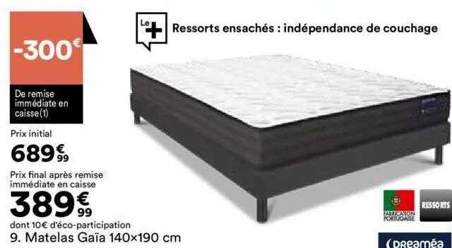 matelas gaïa 140x190 cm dreaméa