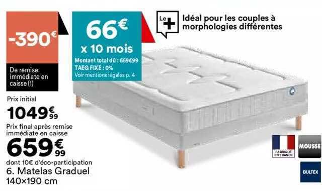 matelas graduel 140x190 cm bultex