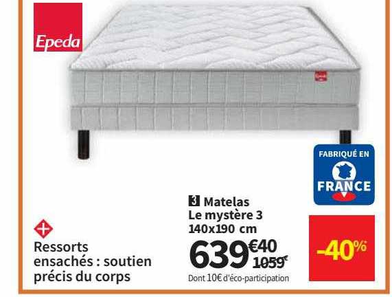 matelas le mystère 3 140x190 cm