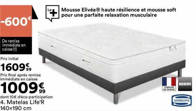 matelas life'r 140x190 cm simmons
