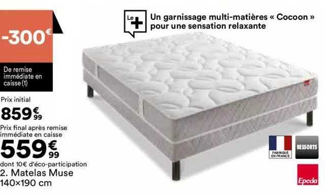 matelas muse 140x190 cm epeda