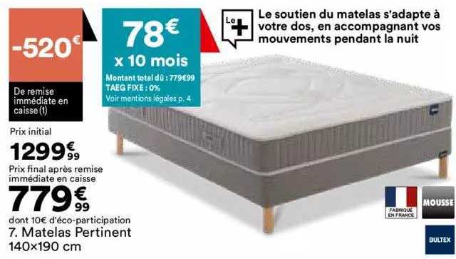 matelas pertinent 140x190 cm bultex