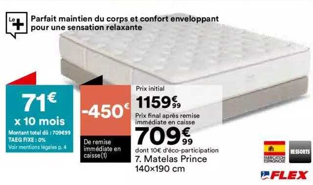 matelas prince 140x190 cm flex