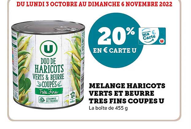 mélange haricots verts et beurre très fins coupes u