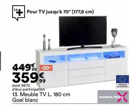 meuble tv l. 180 cm goal blanc modern living