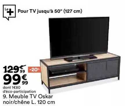 meuble tv oskar noir-chêne l. 120 cm