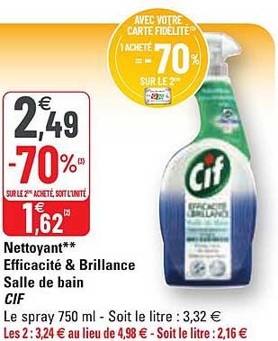 nettoyant efficacité & brillance salle de bain cif