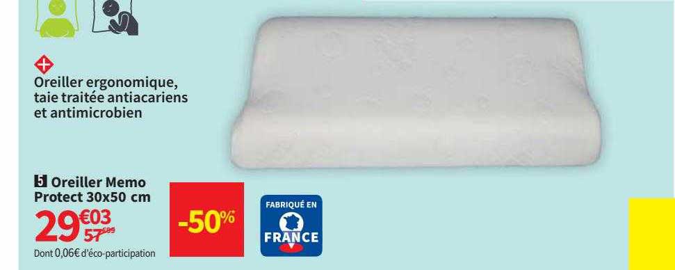 oreiller memo protect 30x50 cm