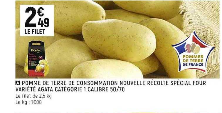 pomme de terre de consommation nouvelle récolte spécial four variété agat catégorie 1 calibre 50-70