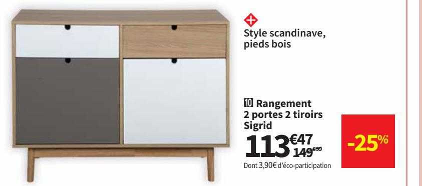 rangement 2 portes 2 tiroirs sigrid