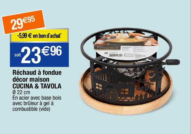 réchaud à fondue décor maison cucina & tavola