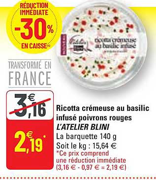 ricotta crémeuse au basilic infusé poivrons rouges l'atelier blini