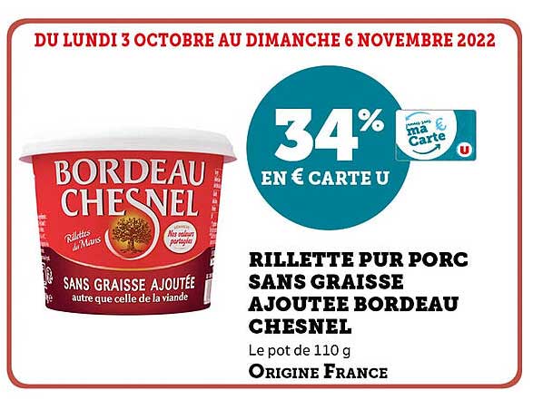 Rillette Pur Porc Sans Graisse Ajoutée Bordeau Chesnel