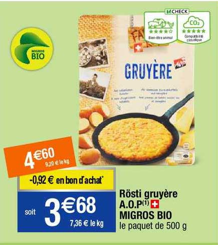 rösti gruyère a.o.p. migros bio