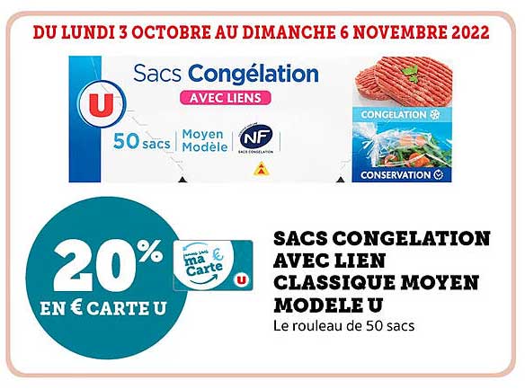 sacs congélation avec lien classique moyen modèle u