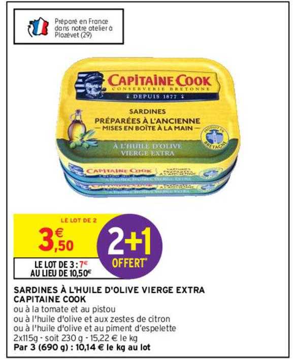 sardines à l'huile d'olive vierge extra capitaine cook