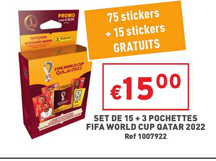 set de 15 + 3 pochettes fifa world cup qatar 2022